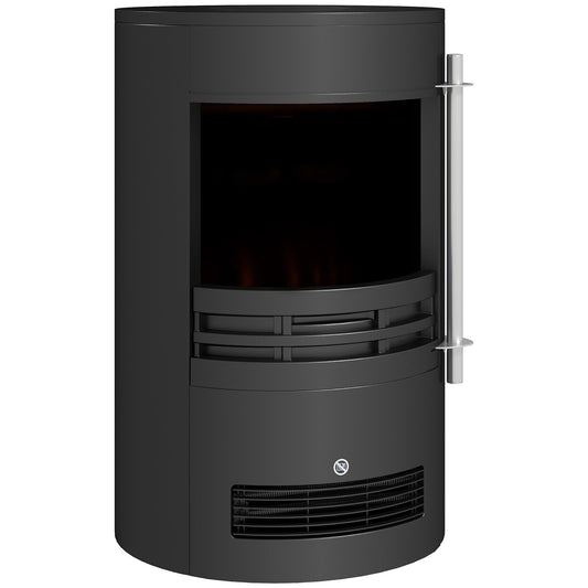 HOMCOM 1000W/2000W Freestanding Electric Fireplace, Indoor Heater Fire Stove with Log Burner Effect Flame, Thermostat Control