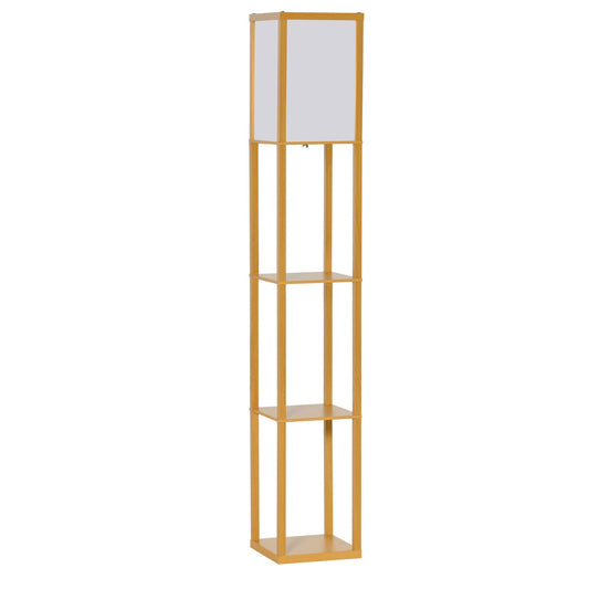 HOMCOM 3-Tier Floor Lamp, Floor Light with Storage Shelf, Reading Standing Lamp with Acrylic Shade for Living Room, Bedroom, Kitchen, Dining Room, Office, Dorm, 160cm, Natural