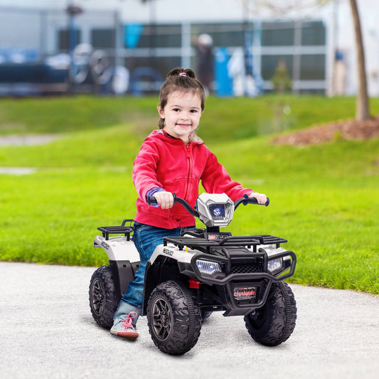 HOMCOM 12V Quad dla dzieci z funkcjami jazdy do przodu i do tyłu, jeździk ATV z muzyką, diodami LED, reflektorami, dla dzieci w wieku 3-5 lat - biały