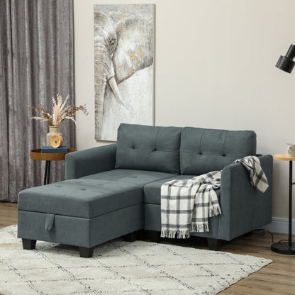 Sofa modułowa HOMCOM w kształcie litery L ze schowkiem - ciemnoszara