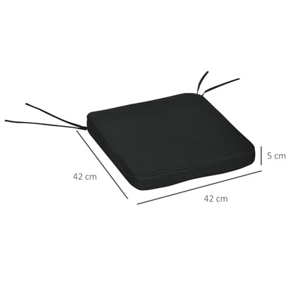 مجموعة من 6 وسائد مقاعد كرسي طعام من Outsunny مع أحزمة قابلة للإزالة للاستخدام الداخلي والخارجي والحديقة والفناء باللون الأسود