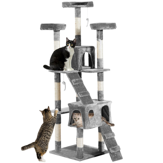 PawHut Cat Tree Scratching House, Activity Play Centre