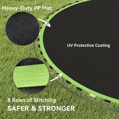 SPORTNOW Trampoline Replacement Mat with Spring Pull Tool, 42 V-Hooks, for 8ft Trampoline using 14cm Springs, Green