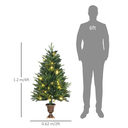 HOMCOM 1.2m 4ft Christmas Tree Entrance DÃ©cor 750 Tips Xmas Pre-lit Tree 80 LED with Vase Base