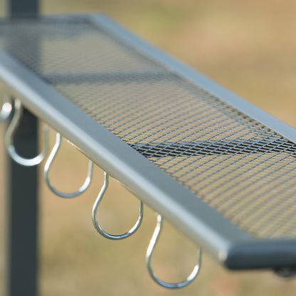 Altana grillowa Outsunny 2,2 x 1,4 m, zadaszenie do grilla zewnętrznego z półkami, wieszakami i metalową ramą, do ogrodu i na patio