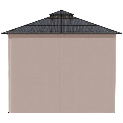 Outsunny 3 x 3 (m) Outdoor Polycarbonate Gazebo, Double Roof Hard Top Gazebo with Galvanised Steel Frame, Nettings & Curtains for Garden, Lawn, Patio and Deck