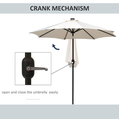 Outsunny 2,7m Parasol ogrodowy z korbką i 24 diodami LED (kremowy)