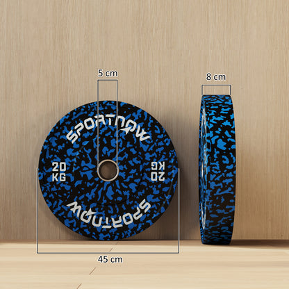 Zestaw talerzy olimpijskich SPORTNOW, solidne gumowe talerze bumperowe, dyski z otworami 2"/5cm, do podnoszenia ciężarów w domowej siłowni, trening siłowy, 2 x 20 kg
