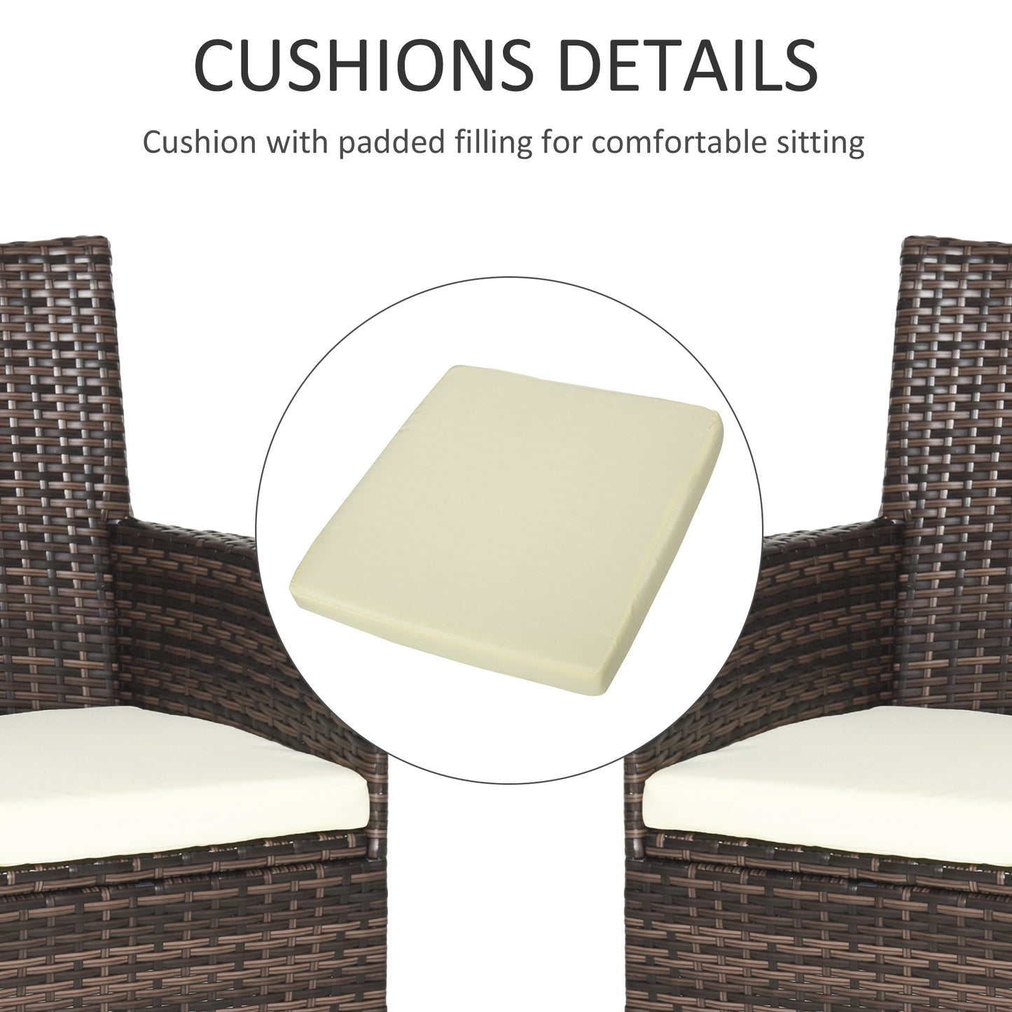 Outsunny 2 PC Outdoor Rattan Fotel Jadalniany Krzesło Ogrodowe Meble Patio Z Podłokietnikami Poduszki Mieszany Brąz