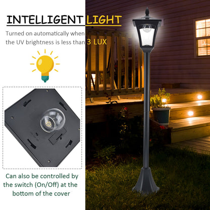 Outsunny Outdoor Garden Solar Post Lamp Sensor Dimmable LED Lantern Bollard Pathway 1.6M Tall √¢‚Ç¨‚Äú Czarny