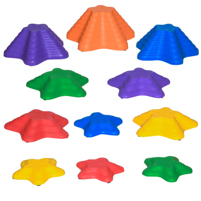 Outsunny 11-Piece Balance Stepping Stones for Kids Starfish Style Non-slip Obstacle Course Stackable Balance Blocks Garden Toys Encourage Toddler Sensory Toys Indoor Outdoor - Multicoloured
