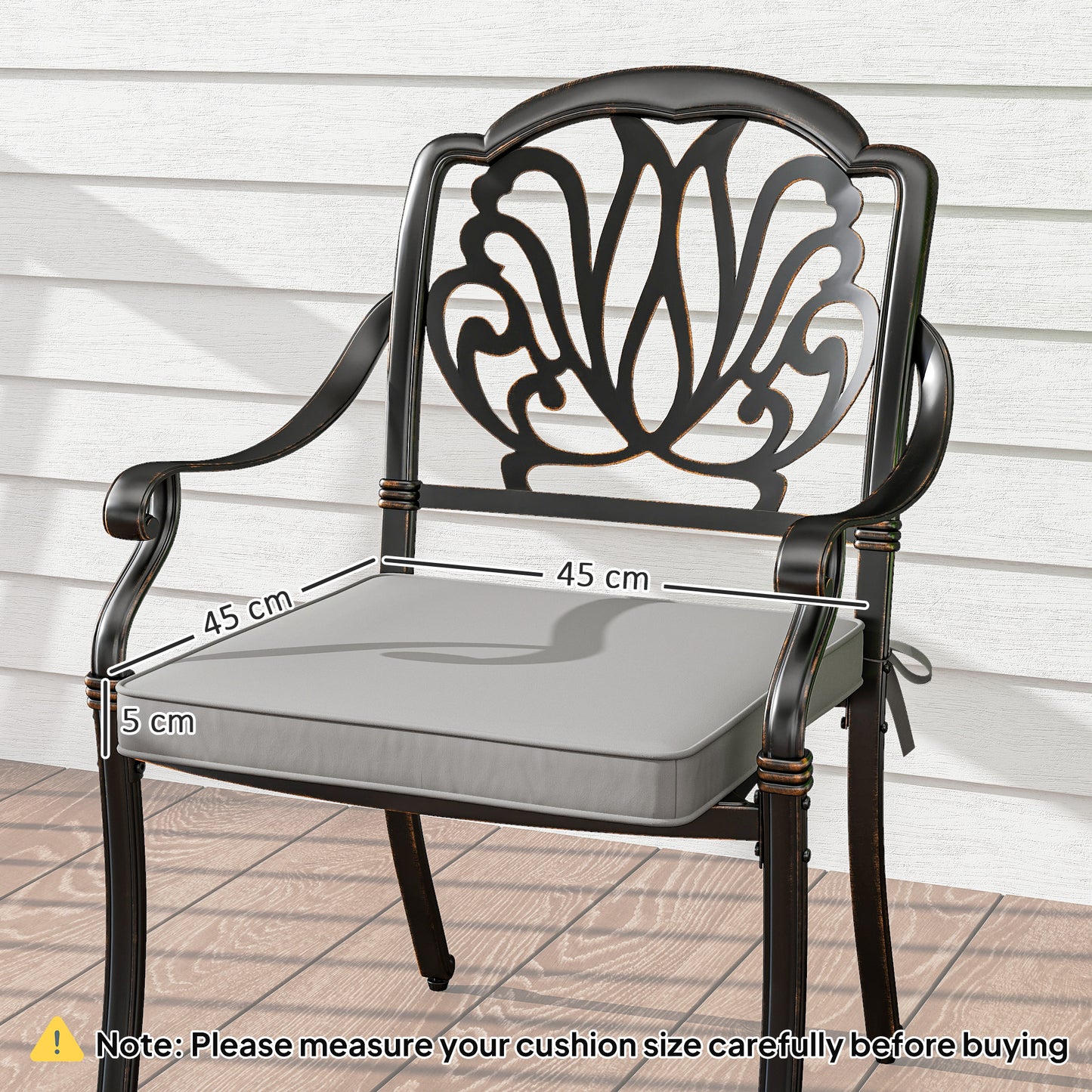 Outsunny Set of 2 Garden Chair Cushions - Light Grey