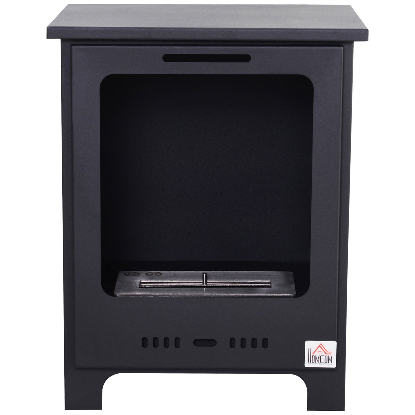 HOMCOM Freestanding Ethanol Fireplace, Bioethanol Fire with 0.9L Tank, 3 Hours Burning Time for Indoor, Black