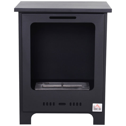 HOMCOM Freestanding Ethanol Fireplace, Bioethanol Fire with 0.9L Tank, 3 Hours Burning Time for Indoor, Black