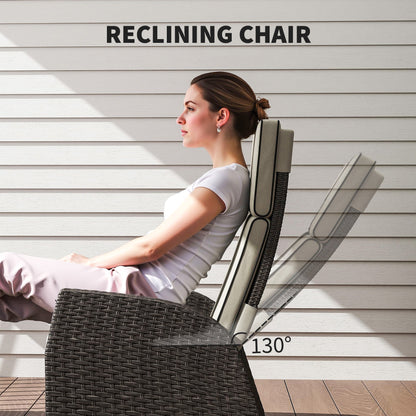 Outsunny 5-Piece Rattan Garden Furniture Set with Cushions - Brown