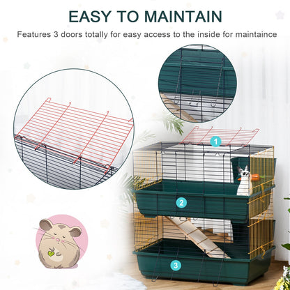 PawHut 2-Story Large Small Animal Cage w/ Accessories for Chinchillas Puppy Guinea Pig