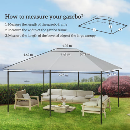Outsunny 3 x 4m Gazebo Canopy Replacement Cover, Gazebo Roof Replacement (TOP COVER ONLY), Light Grey