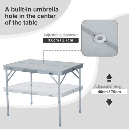 Outsunny Folding Table Chairs Picnic Portable Camping Dining Garden Patio BBQ Aluminium