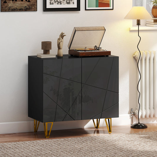 Komoda HOMCOM Modern Luxe High Gloss z nogami w kształcie szpilek - czarna