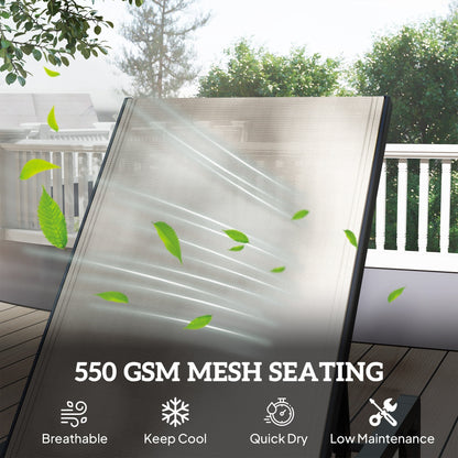 Outsunny Folding Sun Lounger Set of 2, 5-Position Adjustable Reclining Garden Loungers, Garden Chaise Lounge Sunbed Recliner Chairs with Steel Frame for Beach, Porch, Patio, Camping, Khaki