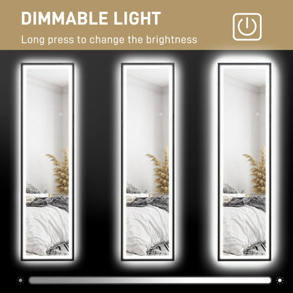 HOMCOM 150 x 40cm Lustro na całą długość, z regulowanymi światłami - czarne