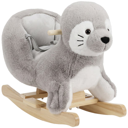 AIYAPLAY Baby Rocking Horse, Seal Rocking Animal with Sounds and Belt for Toddlers 12-36 Months,