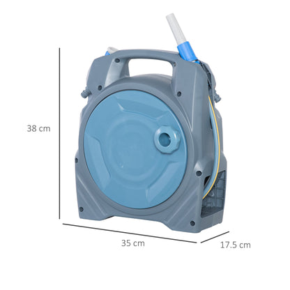 Outsunny Garden Hose Reel Retractable Hose Reel with 10m + 10m Hose and Simple Manual Rewind, Compact and Lightweight