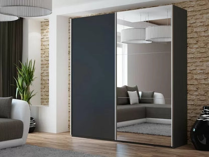 Lisa 2 Sliding Door Mirror Wardrobe White, Black, Grey