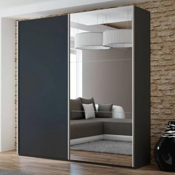 Lisa 2 Sliding Door Mirror Wardrobe White, Black, Grey