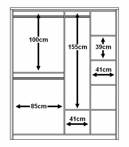 Barse 2 Door Mirrored Sliding Wardrobe 180cm - White, Oak, Grey