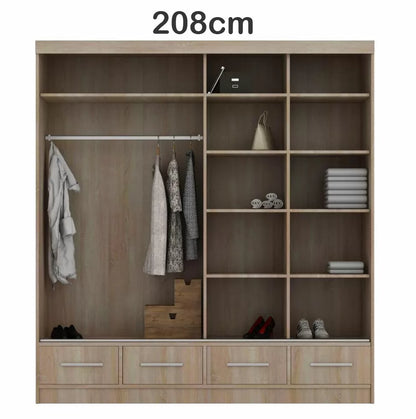 Mendeley 208cm High Gloss Sliding Wardrobe - Black, White, Grey