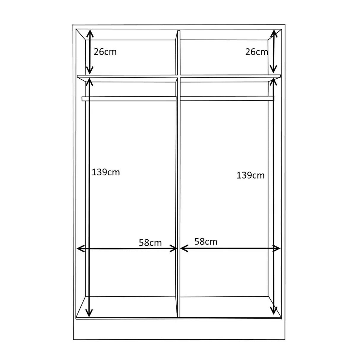 Reflect High Gloss XL 2 Door Sliding Wardrobe - Grey and Matt White