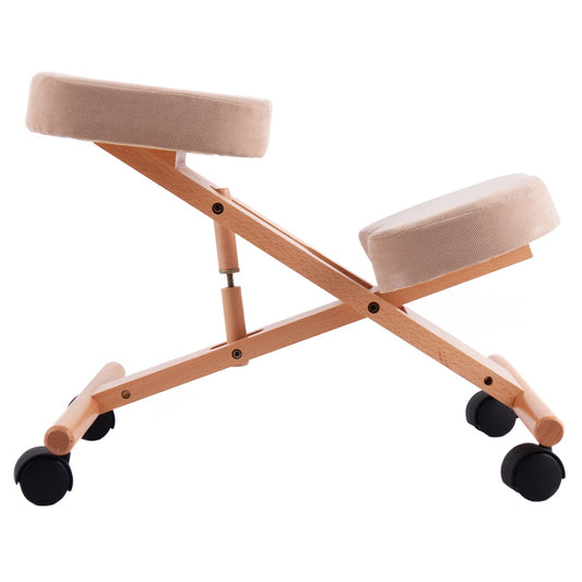 Wooden Orthopaedic Kneeling Stool Ergonomic Posture Frame Seat-beige