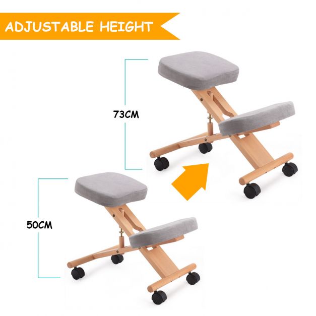 Wooden Orthopaedic Kneeling Stool Ergonomic Posture Frame Seat-Grey