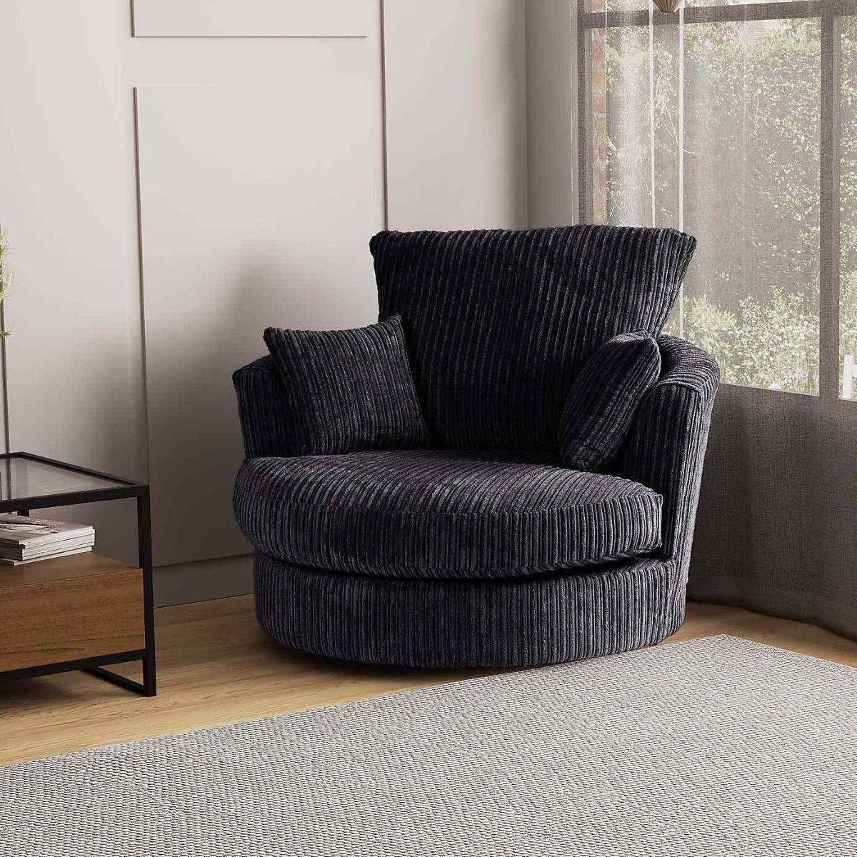 Daniel Jumbo Cord 4 Seater Corner Sofa Silver - Right and Left Arm - Available in Other Colours