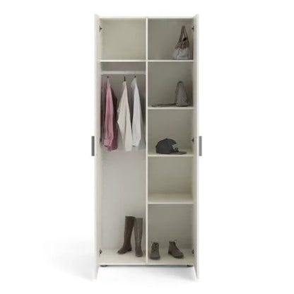 Classic Design Woodgrain 2 Doors Wardrobe - White