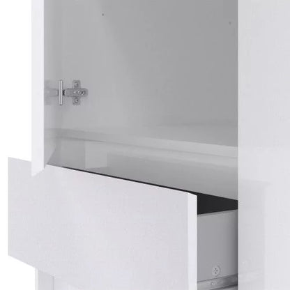 Classic Design High Gloss Sliding Door Wardrobe with 3 Drawers - White