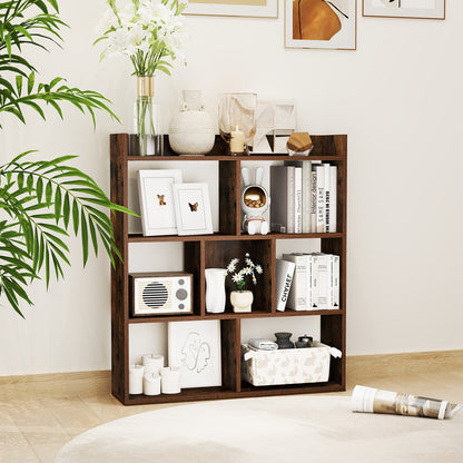 7 Cubes Open-back Bookshelf Home Storage Display Shelf-Coffee