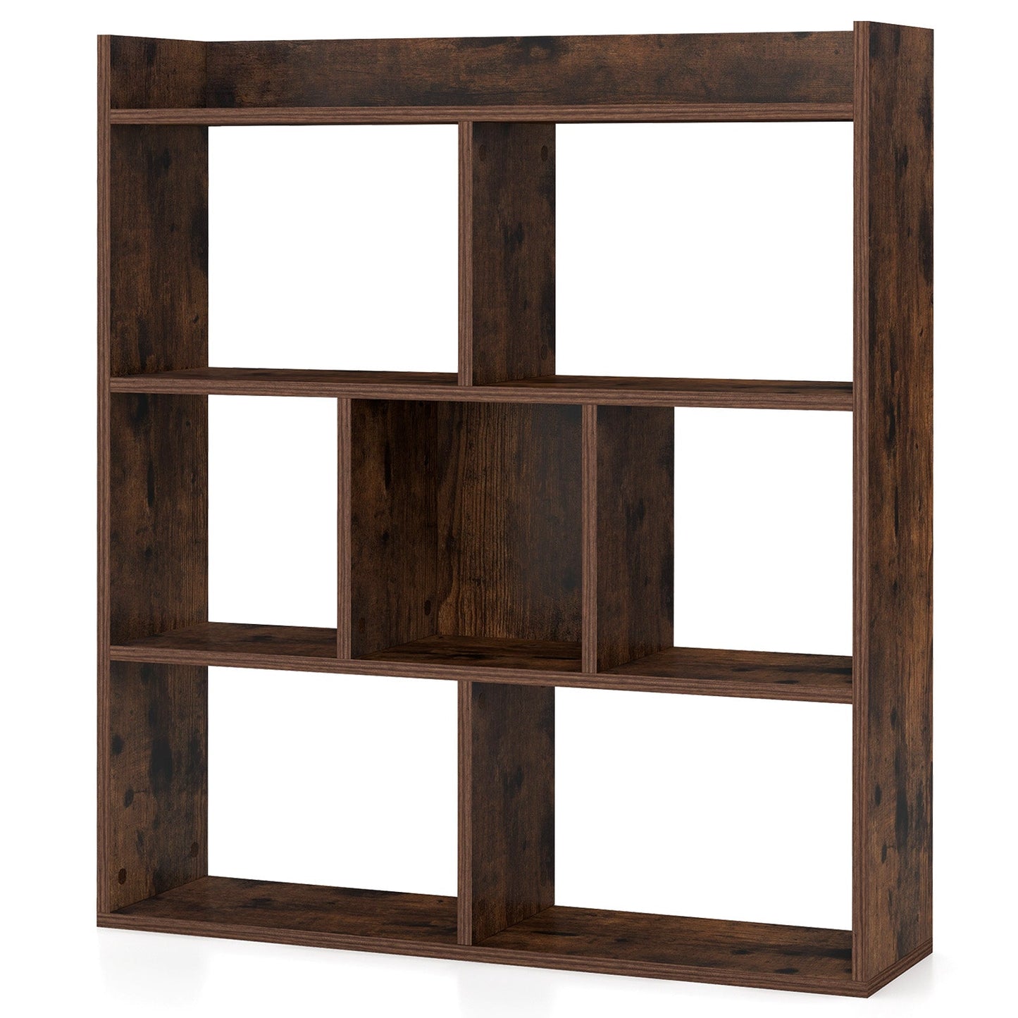 7 Cubes Open-back Bookshelf Home Storage Display Shelf-Coffee