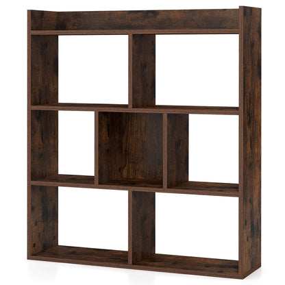 7 Cubes Open-back Bookshelf Home Storage Display Shelf-Coffee