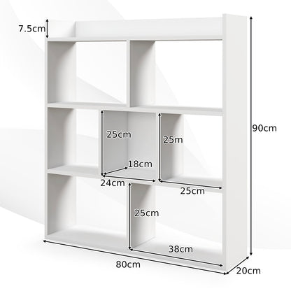 7 Cubes Open-back Bookshelf Home Storage Display Shelf-White