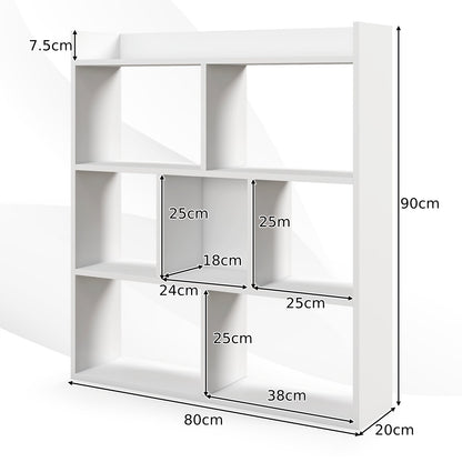 7 Cubes Open-back Bookshelf Home Storage Display Shelf-White