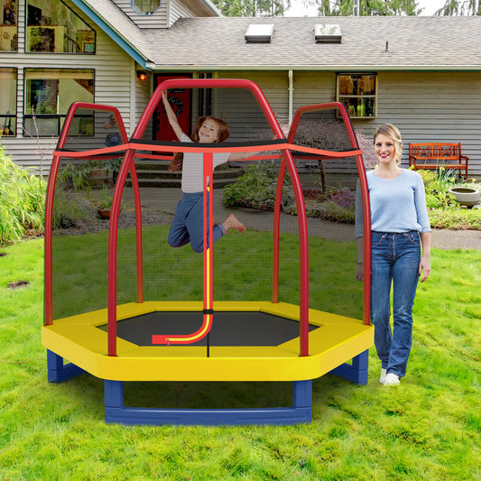 7 Feet Toddler Trampoline with Safety Enclosure Net-Orange