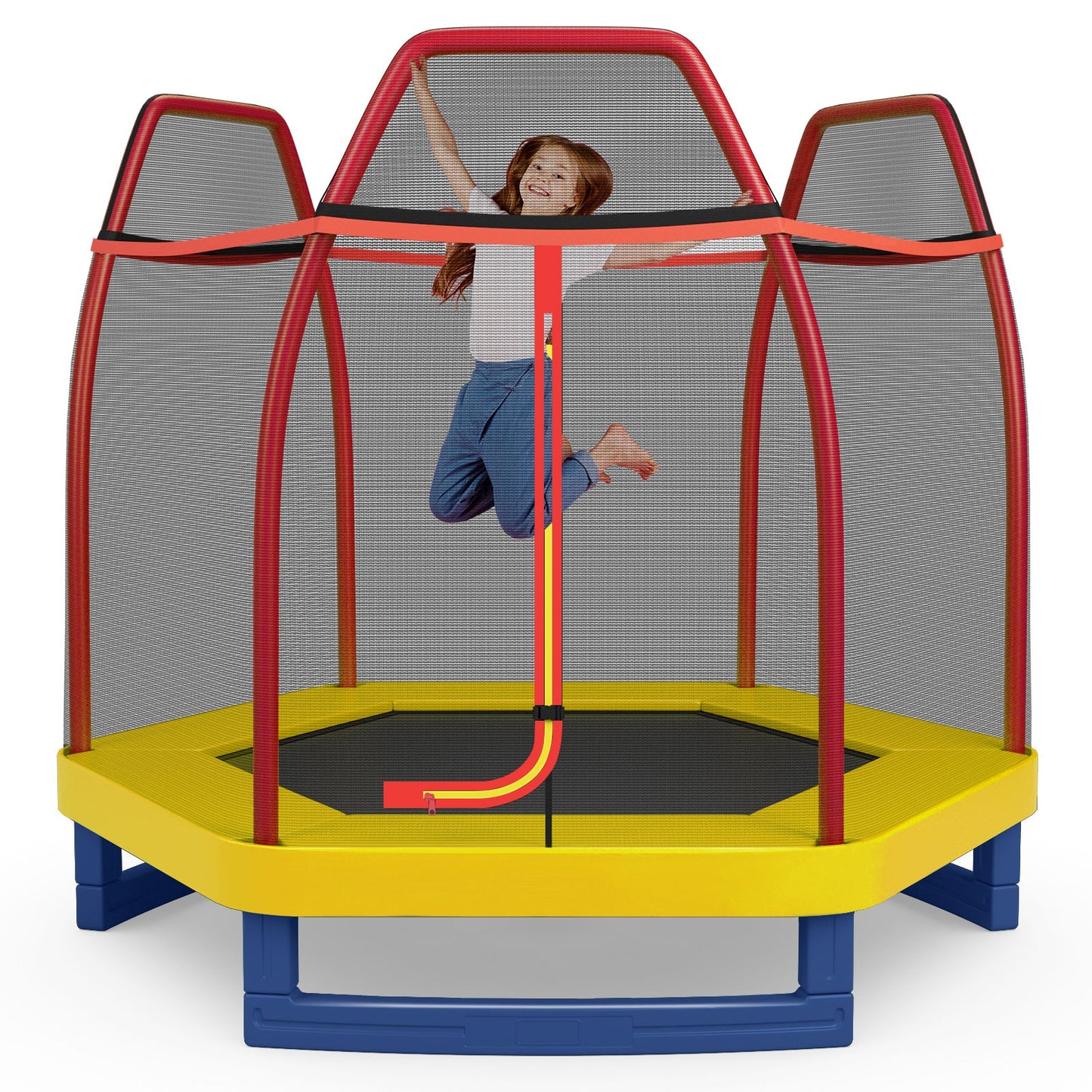 7 Feet Toddler Trampoline with Safety Enclosure Net-Orange