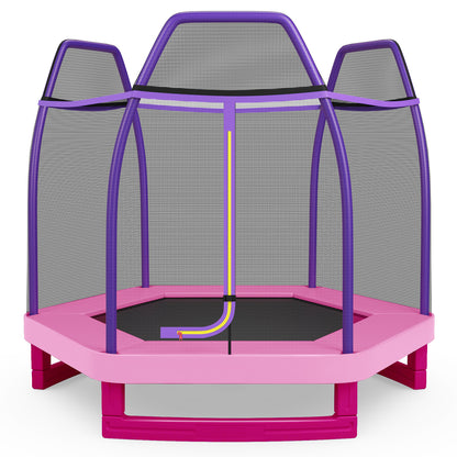 7 Feet Toddler Trampoline with Safety Enclosure Net-Pink
