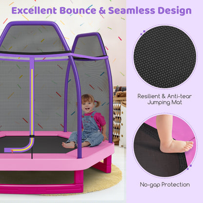 7 Feet Toddler Trampoline with Safety Enclosure Net-Pink