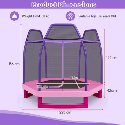 7 Feet Toddler Trampoline with Safety Enclosure Net-Pink