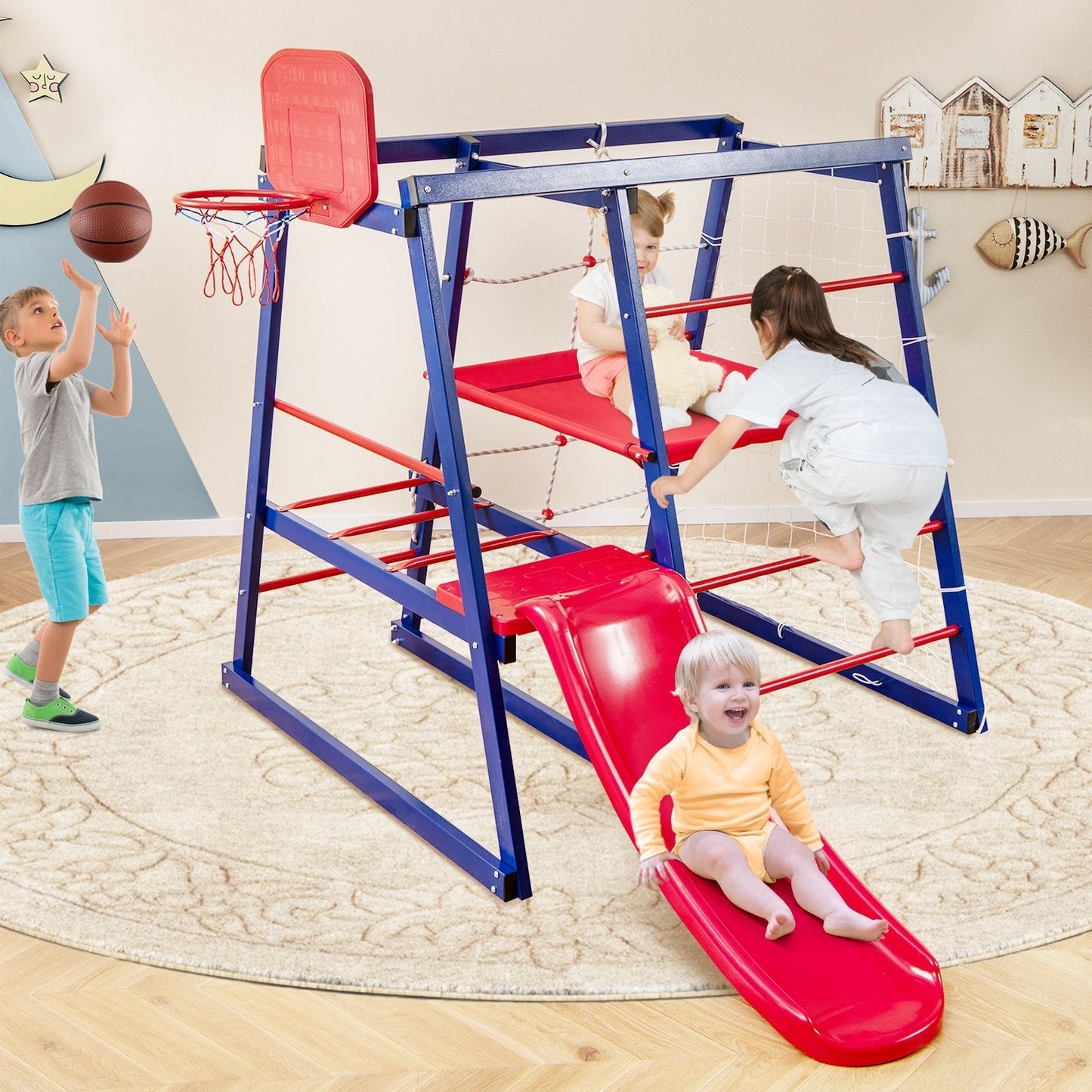 7 In 1 Kids Jungle Gym Set for Toddlers Ages 3-7