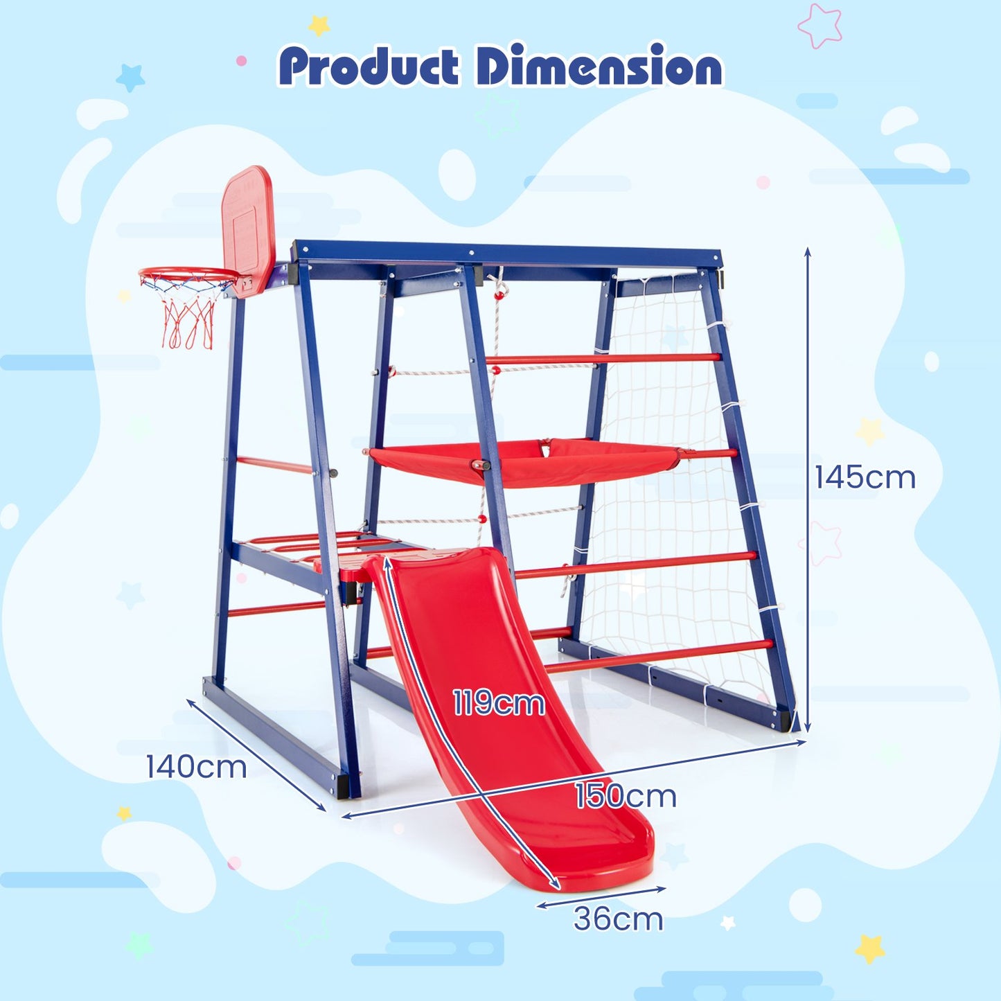 7 In 1 Kids Jungle Gym Set for Toddlers Ages 3-7