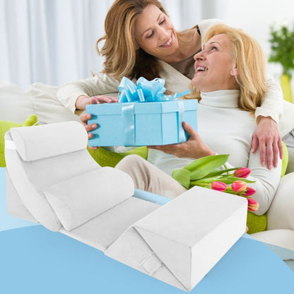 7 PCS Adjustable Support Pillow Set Bed Wedge Pillows with Memory Foam-White